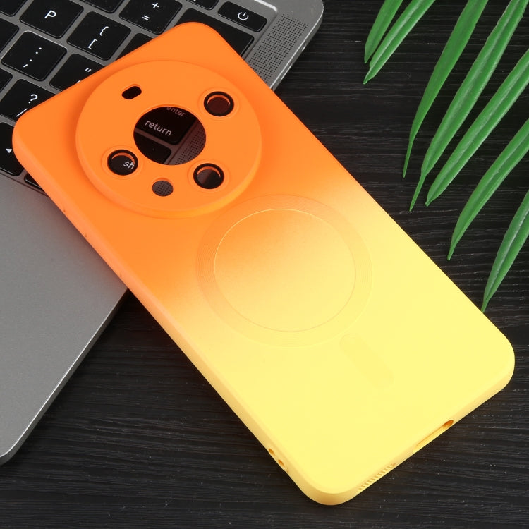 For Huawei Mate 60 Liquid TPU Silicone Gradient MagSafe Phone Case(Orange Yellow) - free shipping - PMC TechLife - Order now!