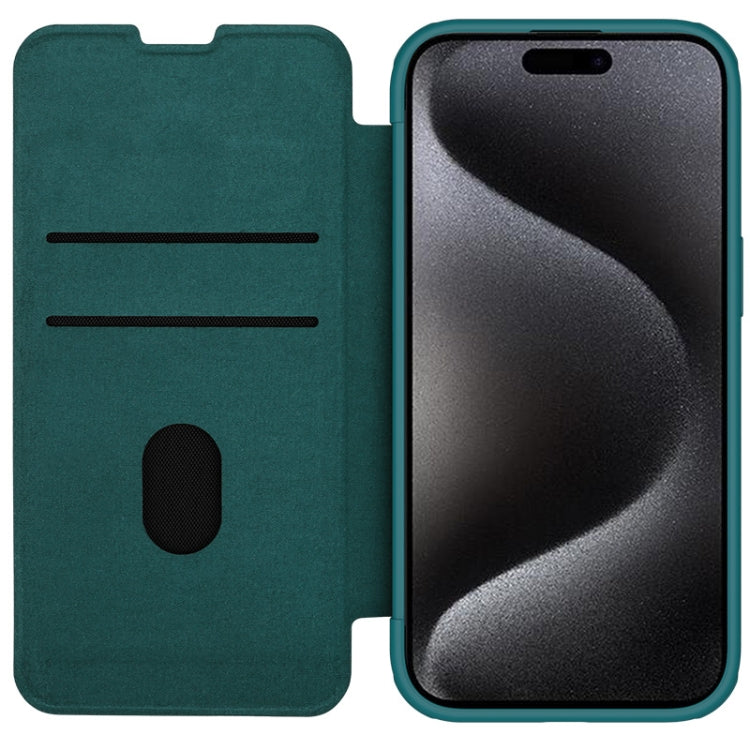 For iPhone 15 Pro NILLKIN QIN Series Pro Plain Leather Phone Case(Green) - iPhone 15 Pro Cases by NILLKIN | Online Shopping South Africa | PMC TechLife | Buy Now Pay Later Mobicred