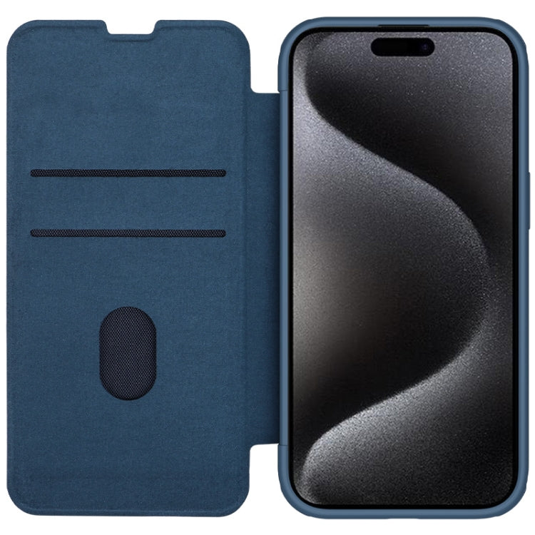 For iPhone 15 Pro NILLKIN QIN Series Pro Fabric Textured Leather Phone Case(Blue) - iPhone 15 Pro Max Cases by NILLKIN | Online Shopping South Africa | PMC TechLife | Buy Now Pay Later Mobicred