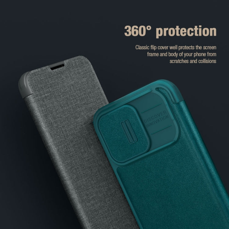 For iPhone 15 Pro NILLKIN QIN Series Pro Fabric Textured Leather Phone Case(Blue) - iPhone 15 Pro Max Cases by NILLKIN | Online Shopping South Africa | PMC TechLife | Buy Now Pay Later Mobicred