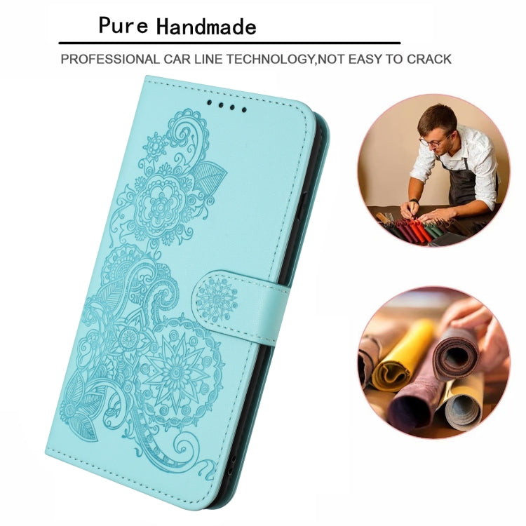 For Samsung Galaxy A24 4G Datura Flower Embossed Flip Leather Phone Case(Light blue) - free shipping - PMC TechLife - Order now!