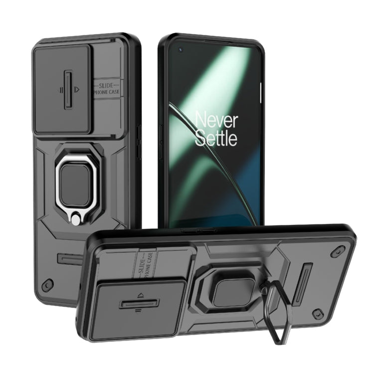 For OnePlus 11 5G Sliding Camshield TPU + PC Shockproof Phone Case with Holder(Black) - free shipping - PMC TechLife - Order now!