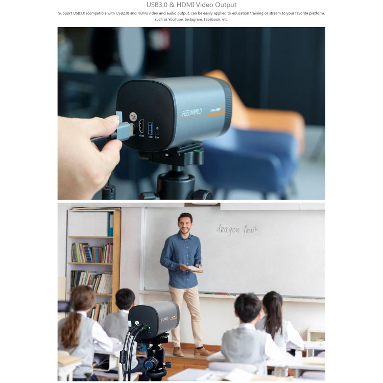 FEELWORLD HV10X Professional Streaming Camera Full HD 1080P 60fps USB 3.0 HDMI(UK Plug) - free shipping - PMC TechLife - Order now!
