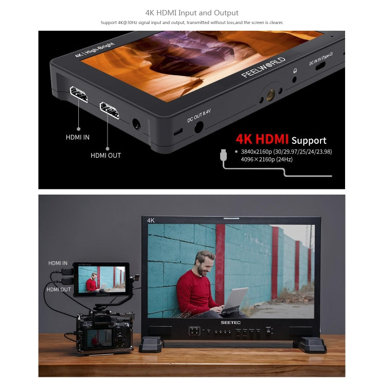 FEELWORLD F5 ProX 5.5 inch 1600nit High Bright Touch Screen DSLR Camera Field Monitor 4K HDMI F970 Install and Power Kit(Black) - free shipping - PMC TechLife - Order now!