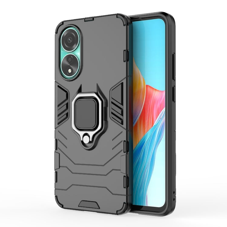 For OPPO A78 4G Shockproof PC + TPU Holder Phone Case(Black) - OPPO Cases by PMC TechLife | Online Shopping South Africa | PMC TechLife | Buy Now Pay Later Mobicred