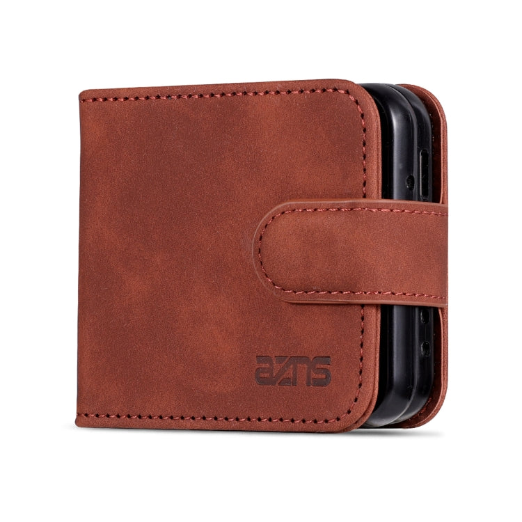 For Samsung Galaxy Z Flip4 5G AZNS Skin Feel Calf Texture Flip Leather Phone Case(Brown) - Galaxy Z Flip4 5G Cases by AZNS | Online Shopping South Africa | PMC TechLife | Buy Now Pay Later Mobicred