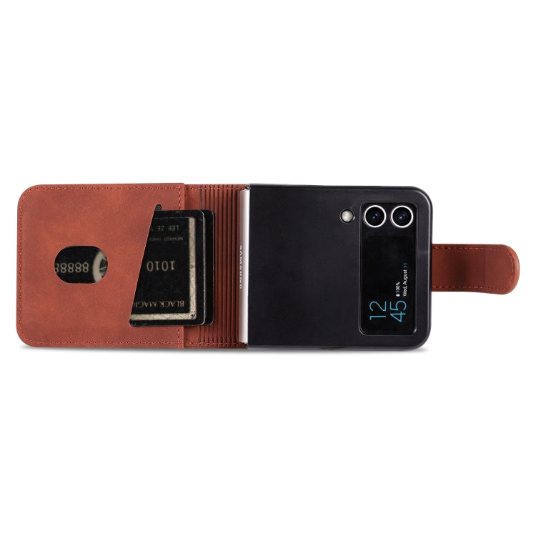 For Samsung Galaxy Z Flip4 5G AZNS Skin Feel Calf Texture Flip Leather Phone Case(Brown) - Galaxy Z Flip4 5G Cases by AZNS | Online Shopping South Africa | PMC TechLife | Buy Now Pay Later Mobicred