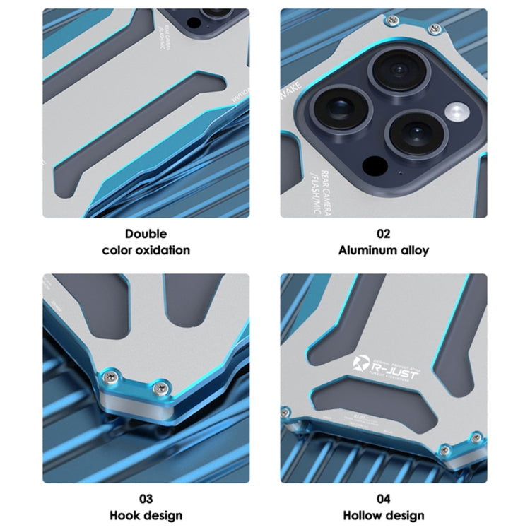 For iPhone 15 R-JUST RJ17 Shockproof Armor Metal Phone Case(Black) - free shipping - PMC TechLife - Order now!