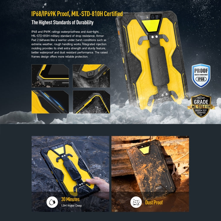 Ulefone Armor Pad 2 Rugged Tablet PC, 16GB+256GB 11 inch Android 13 MediaTek Helio G99 Octa Core 4G Network EU Plug(Black) - free shipping - PMC TechLife - Order now!