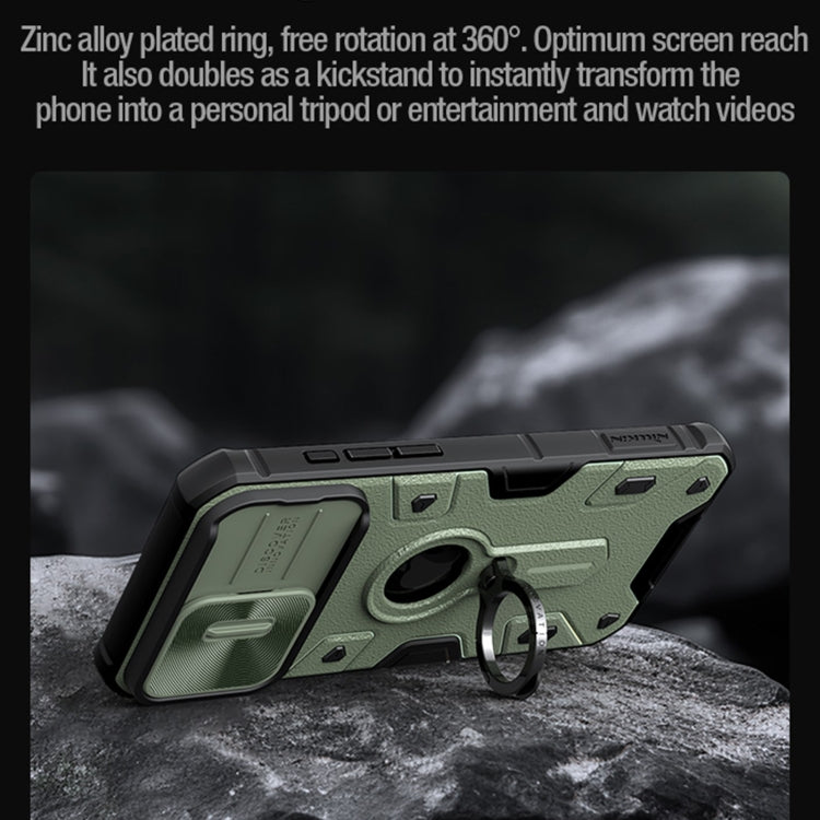 For iPhone 15 Pro NILLKIN Shockproof CamShield Armor Protective Case with Invisible Ring Holder(Green) - iPhone 15 Pro Cases by NILLKIN | Online Shopping South Africa | PMC TechLife