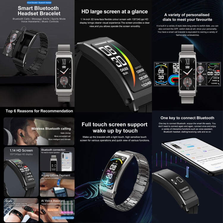 K7 1.14 inch TFT Screen Smart Call Bracelet, BT Call / Heart Rate / Blood Pressure / Blood Oxygen, Strap:Silicone Strap(Tarnish) - free shipping - PMC TechLife - Order now!