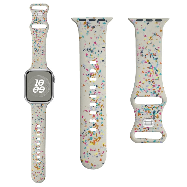 For Apple Watch SE 2023 40mm Floral Silicone Watch Band(Starlight) - Watch Bands by PMC TechLife | Online Shopping South Africa | PMC TechLife