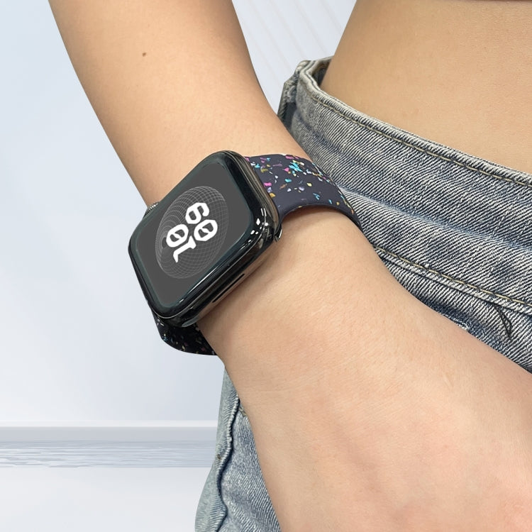 For Apple Watch Serie 5 40mm Floral Silicone Watch Band(Blue) - Watch Bands by PMC TechLife | Online Shopping South Africa | PMC TechLife