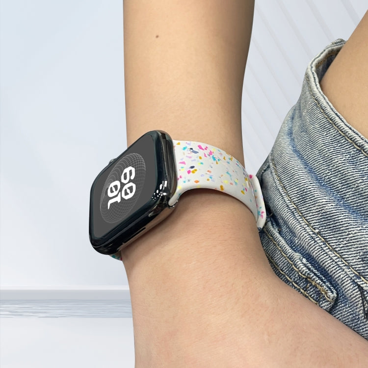 For Apple Watch 38mm Floral Silicone Watch Band(Starlight) - Watch Bands by PMC TechLife | Online Shopping South Africa | PMC TechLife