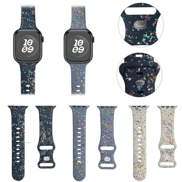 For Apple Watch 38mm Floral Silicone Watch Band(Grey) - Watch Bands by PMC TechLife | Online Shopping South Africa | PMC TechLife