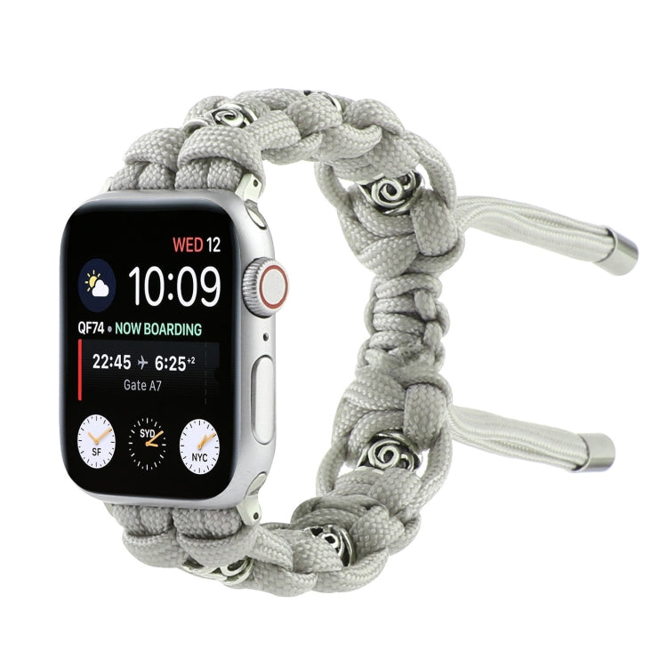 For Apple Watch SE 2023 44mm Silk Silver Beads Braided Watch Band(Grey) - Watch Bands by PMC TechLife | Online Shopping South Africa | PMC TechLife