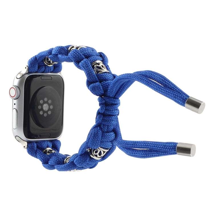 For Apple Watch Series 6 40mm Silk Silver Beads Braided Watch Band(Blue) - Watch Bands by PMC TechLife | Online Shopping South Africa | PMC TechLife