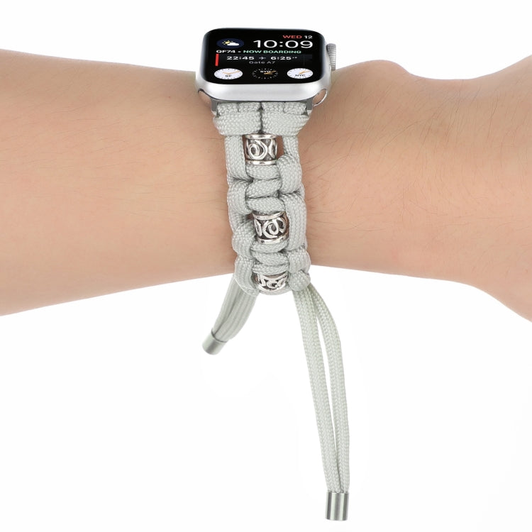 For Apple Watch Series 6 44mm Silk Silver Beads Braided Watch Band(Grey) - Watch Bands by PMC TechLife | Online Shopping South Africa | PMC TechLife