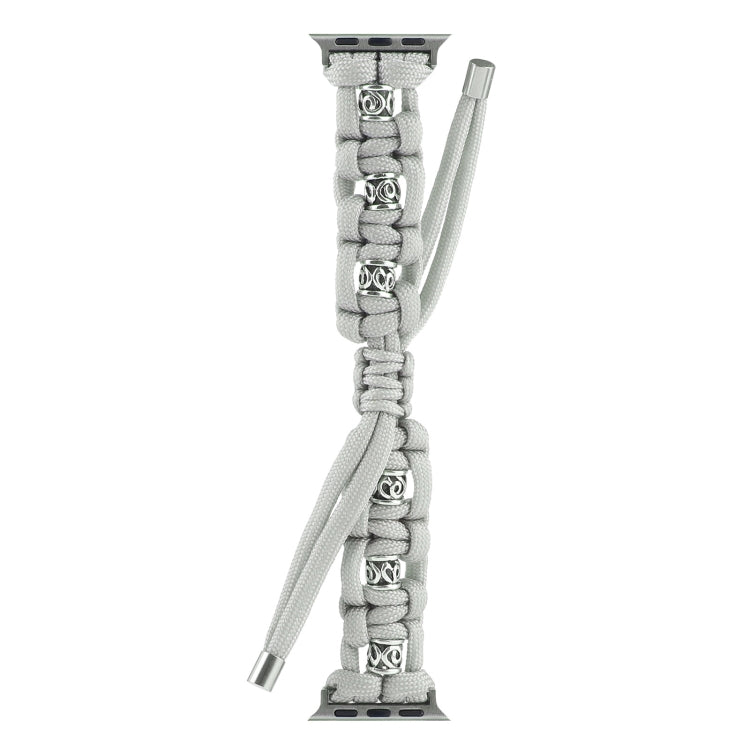 For Apple Watch Series 2 38mm Silk Silver Beads Braided Watch Band(Grey) - Watch Bands by PMC TechLife | Online Shopping South Africa | PMC TechLife