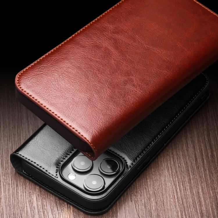 For iPhone 15 Pro Max QIALINO Classic Genuine Leather Phone Case(Brown) - free shipping - PMC TechLife - Order now!