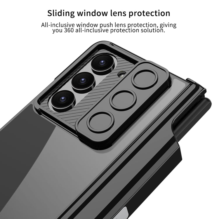 For Samsung Galaxy Z Fold5 5G GKK Integrated Push Lens Window Fold Hinge Phone Case with Pen Slots(Silver) - free shipping - PMC TechLife - Order now!