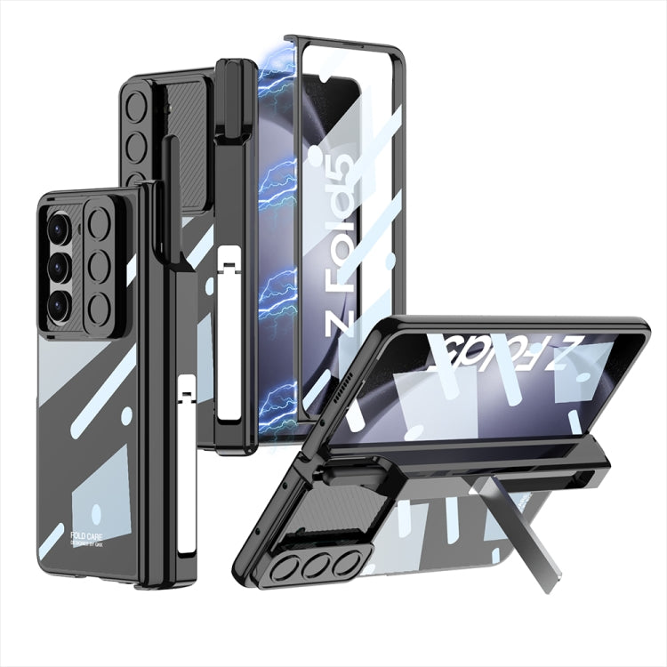 For Samsung Galaxy Z Fold5 5G GKK Integrated Push Lens Window Fold Hinge Phone Case with Pen Slots(Black) - Galaxy Z Fold5 Cases by GKK | Online Shopping South Africa | PMC TechLife | Buy Now Pay Later Mobicred