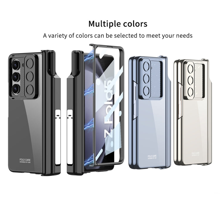 For Samsung Galaxy Z Fold5 5G GKK Integrated Push Lens Window Fold Hinge Phone Case with Pen Slots(Black) - Galaxy Z Fold5 Cases by GKK | Online Shopping South Africa | PMC TechLife | Buy Now Pay Later Mobicred