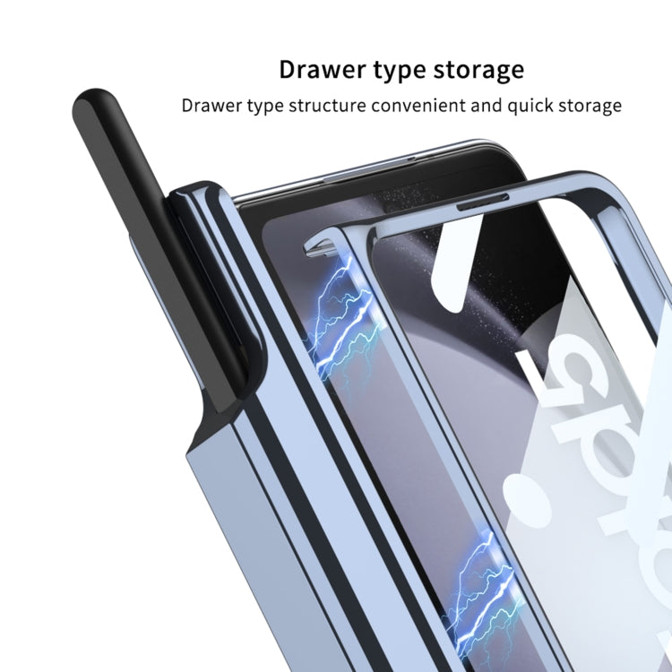 For Samsung Galaxy Z Fold5 5G GKK Integrated Push Lens Window Fold Hinge Phone Case with Pen Slots(Black) - Galaxy Z Fold5 Cases by GKK | Online Shopping South Africa | PMC TechLife | Buy Now Pay Later Mobicred