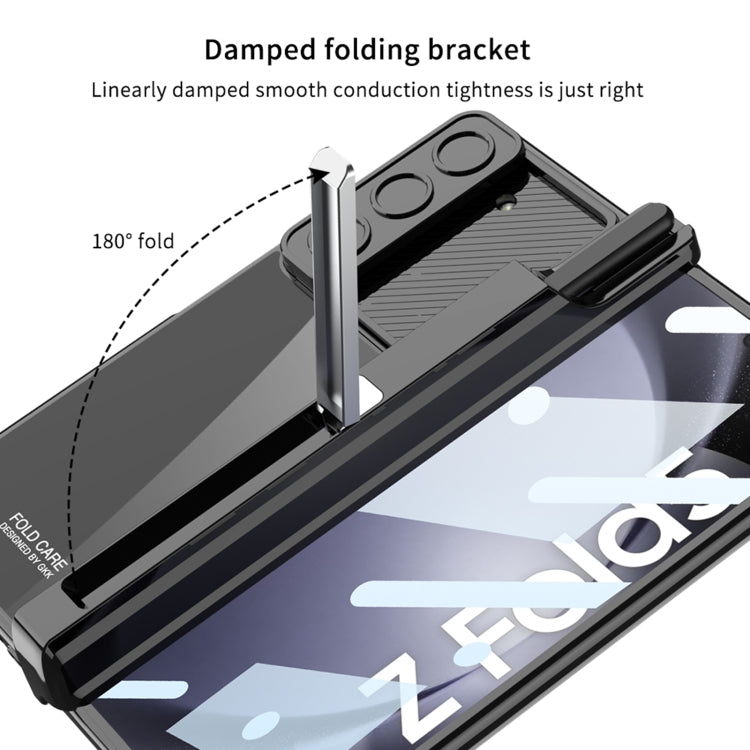 For Samsung Galaxy Z Fold5 5G GKK Integrated Push Lens Window Fold Hinge Phone Case with Pen Slots(Black) - Galaxy Z Fold5 Cases by GKK | Online Shopping South Africa | PMC TechLife | Buy Now Pay Later Mobicred