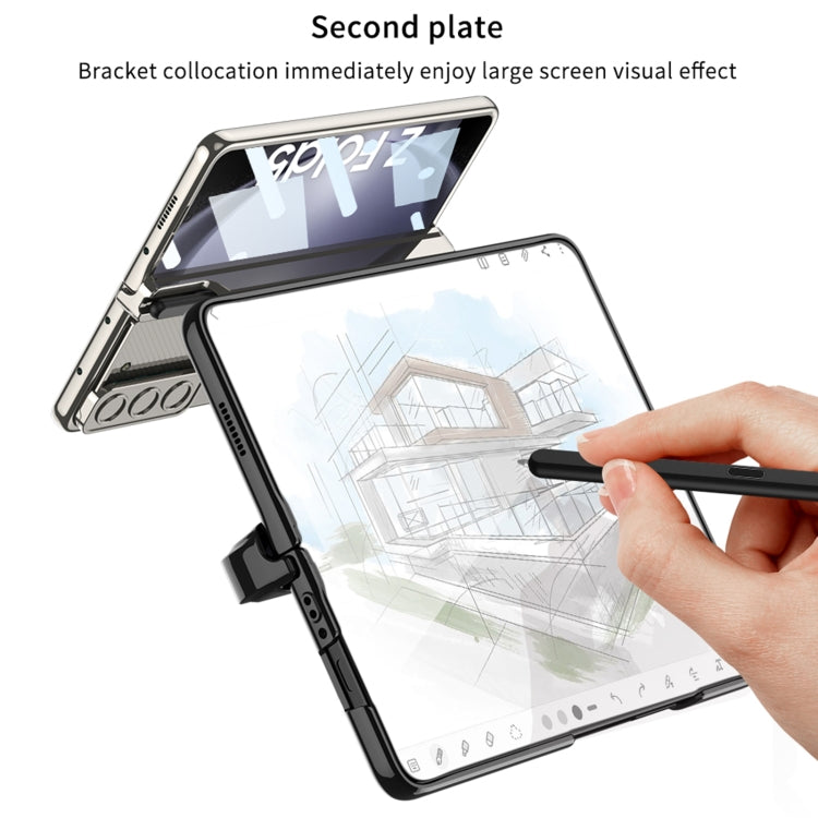 For Samsung Galaxy Z Fold5 5G GKK Integrated Push Lens Window Fold Hinge Phone Case with Pen Slots(Black) - Galaxy Z Fold5 Cases by GKK | Online Shopping South Africa | PMC TechLife | Buy Now Pay Later Mobicred