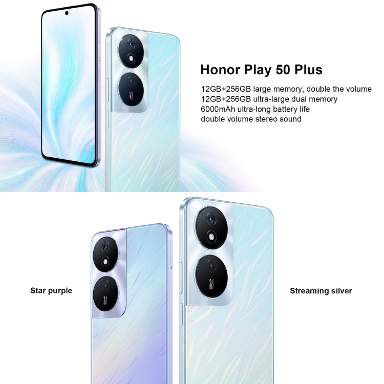 Honor Play 50 Plus, 12GB+256GB, 6.8 inch MagicOS 7.2 Dimensity 6020 Octa Core up to 2.2GHz, Network: 5G, OTG, Not Support Google Play(Purple) - free shipping - PMC TechLife - Order now!