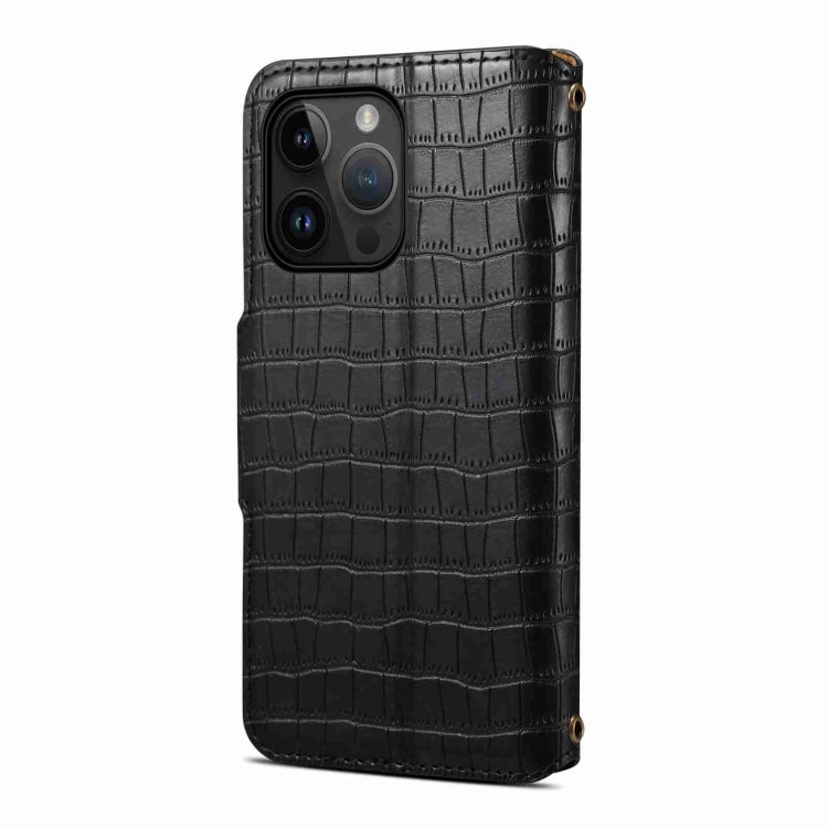 For iPhone 14 Pro Max Denior Crocodile Texture Oil Edge Leather Phone Case(Black) - free shipping - PMC TechLife - Order now!