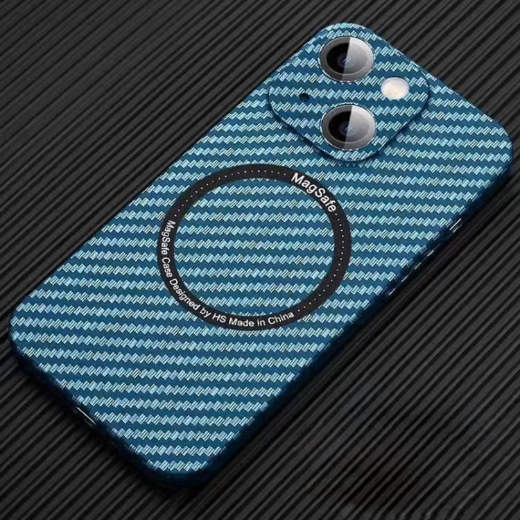 For iPhone 14 MagSafe Magnetic PC Carbon Fiber Phone Case with Lens Film(Blue) - free shipping - PMC TechLife - Order now!