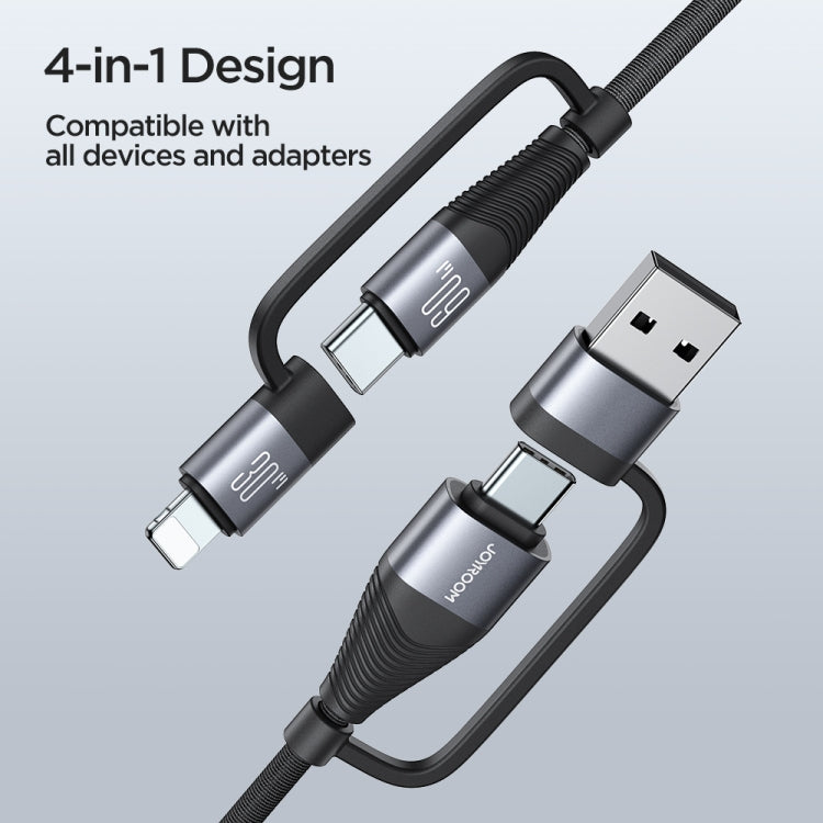 JOYROOM SA37-2T2 60W Multi-Function Series 4 in 1 Fast Charging Data Cable, Length:1.2m(Black) - free shipping - PMC TechLife - Order now!