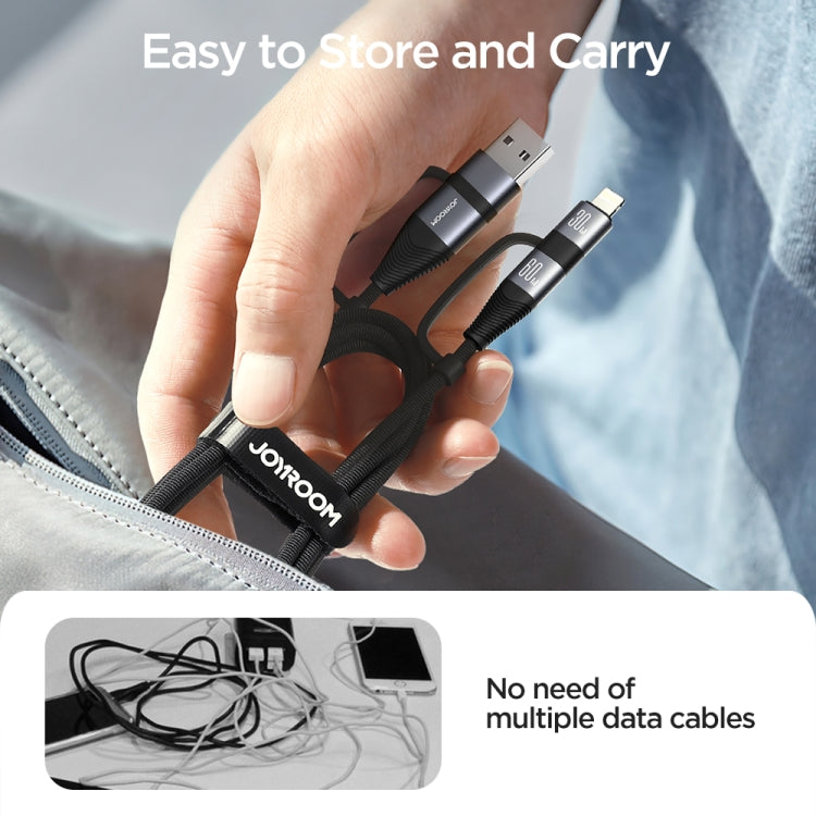 JOYROOM SA37-2T2 60W Multi-Function Series 4 in 1 Fast Charging Data Cable, Length:1.2m(Black) - free shipping - PMC TechLife - Order now!