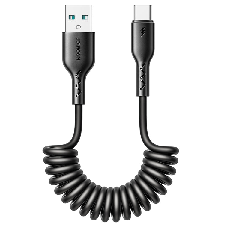 JOYROOM SA38-AC3 3A USB to USB-C / Type-C Coiled Fast Charging Data Cable, Length:1.5m(Black) - USB-C & Type-C Cable by PMC TechLife | Online Shopping South Africa | PMC TechLife