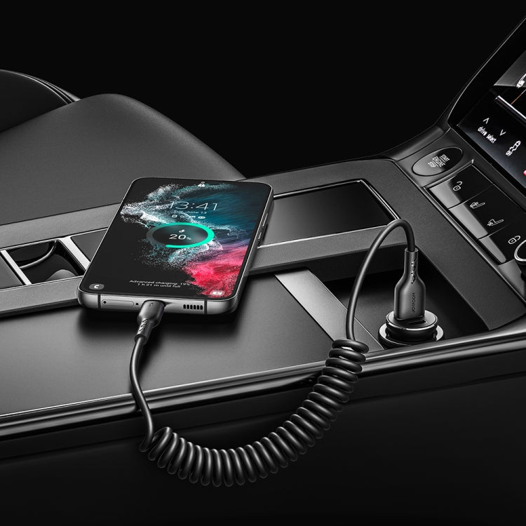 JOYROOM SA38-AC3 3A USB to USB-C / Type-C Coiled Fast Charging Data Cable, Length:1.5m(Black) - USB-C & Type-C Cable by PMC TechLife | Online Shopping South Africa | PMC TechLife