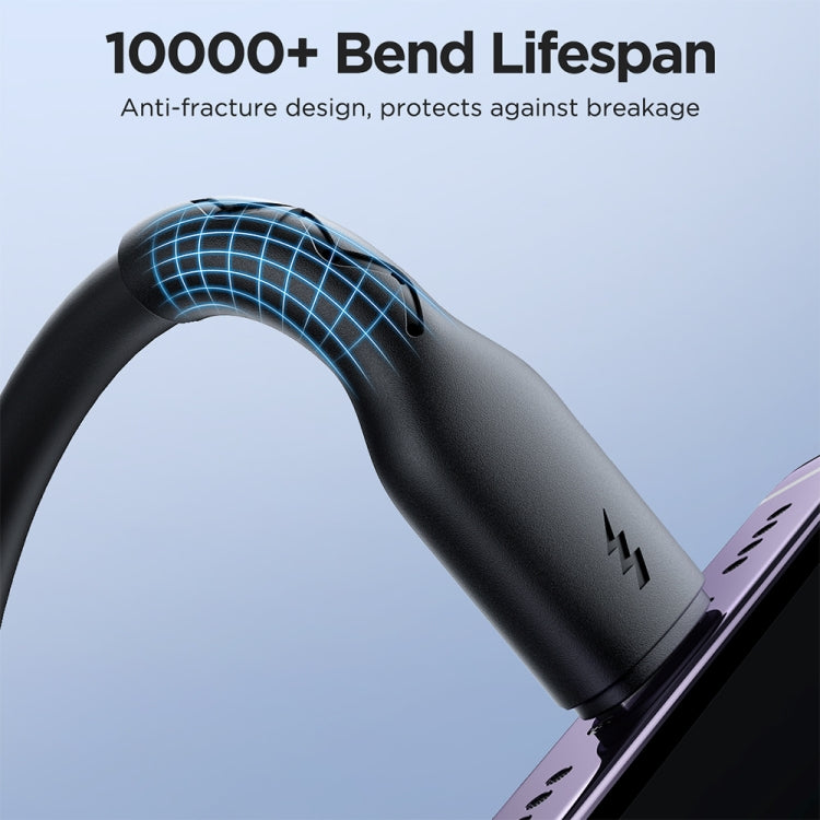 JOYROOM SA38-AC3 3A USB to USB-C / Type-C Coiled Fast Charging Data Cable, Length:1.5m(Black) - USB-C & Type-C Cable by PMC TechLife | Online Shopping South Africa | PMC TechLife