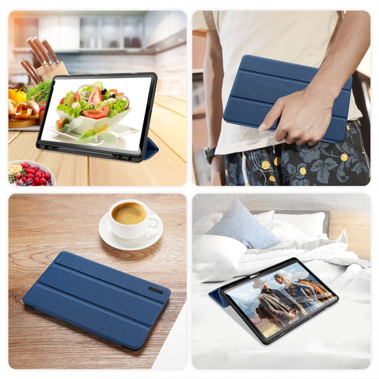 For Samsung Galaxy Tab S9 FE / S10 FE DUX DUCIS Domo Series Magnetic Flip Leather Tablet Case(Blue) - Galaxy Tab S9 FE by DUX DUCIS | Online Shopping South Africa | PMC TechLife | Buy Now Pay Later Mobicred