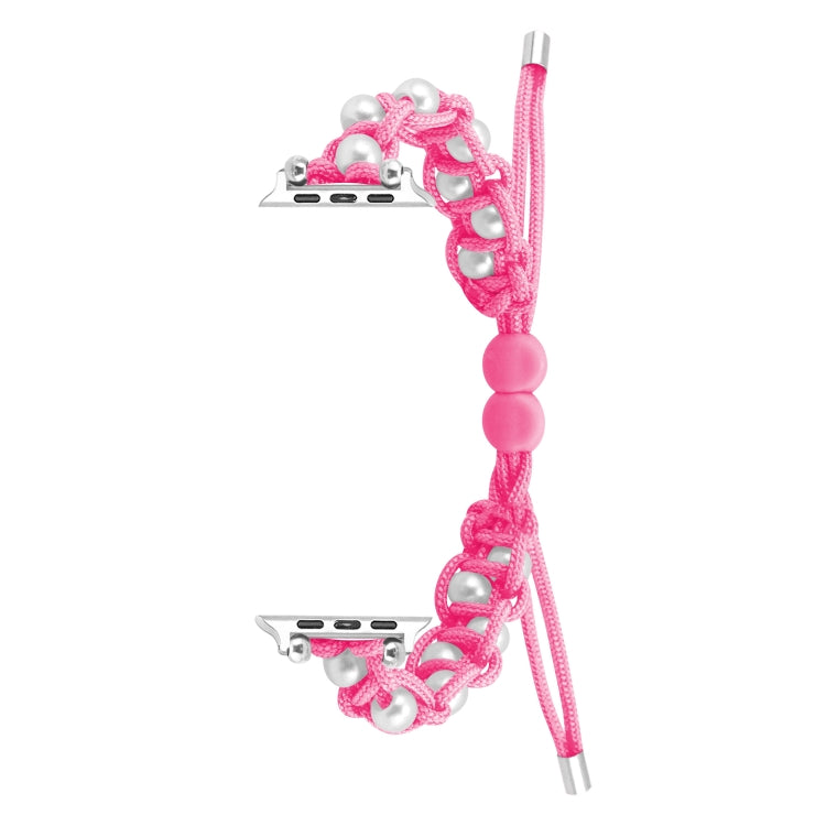 For Apple Watch SE 2023 44mm Paracord Gypsophila Beads Drawstring Braided Watch Band(Pink) - Watch Bands by PMC TechLife | Online Shopping South Africa | PMC TechLife