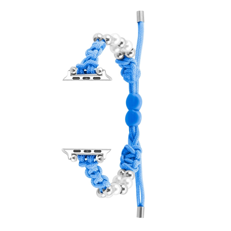 For Apple Watch Ultra 49mm Paracord Row Beads Drawstring Braided Watch Band(Blue) - Watch Bands by PMC TechLife | Online Shopping South Africa | PMC TechLife