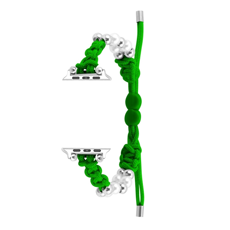 For Apple Watch Series 5 40mm Paracord Row Beads Drawstring Braided Watch Band(Green) - Watch Bands by PMC TechLife | Online Shopping South Africa | PMC TechLife