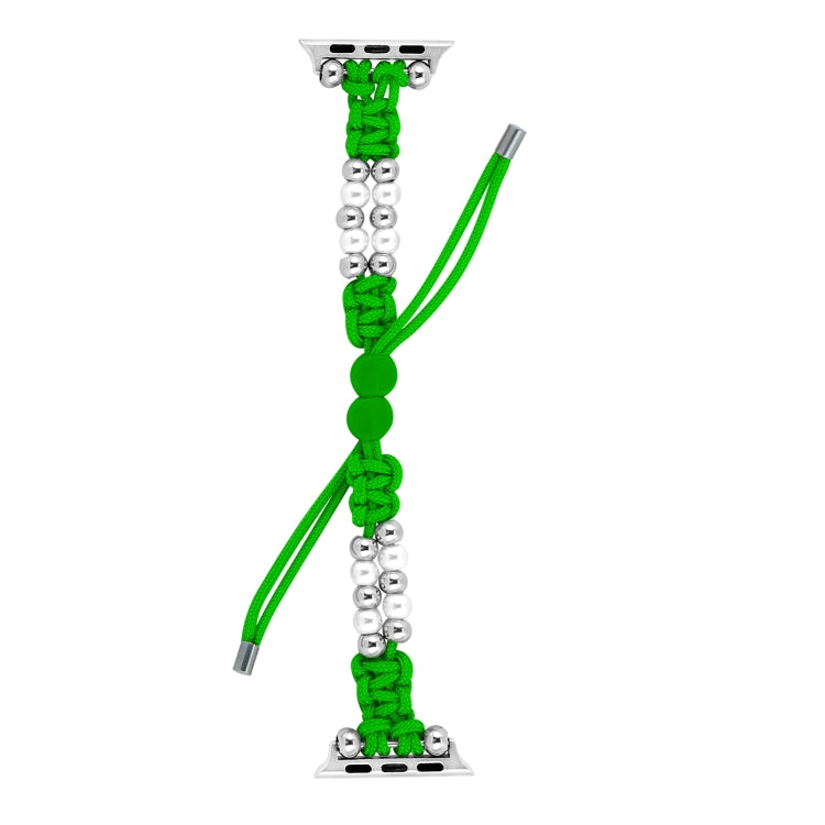For Apple Watch Series 4 40mm Paracord Row Beads Drawstring Braided Watch Band(Green) - Watch Bands by PMC TechLife | Online Shopping South Africa | PMC TechLife