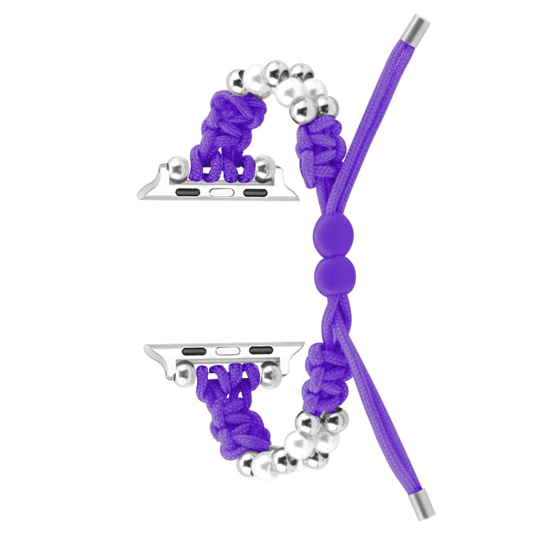 For Apple Watch Series 2 42mm Paracord Row Beads Drawstring Braided Watch Band(Purple) - Watch Bands by PMC TechLife | Online Shopping South Africa | PMC TechLife