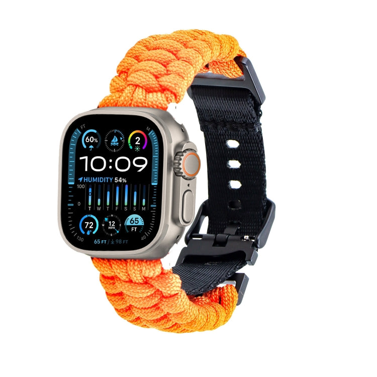 For Apple Watch Ultra 49mm Paracord Plain Braided Webbing Buckle Watch Band(Orange) - free shipping - PMC TechLife - Order now!