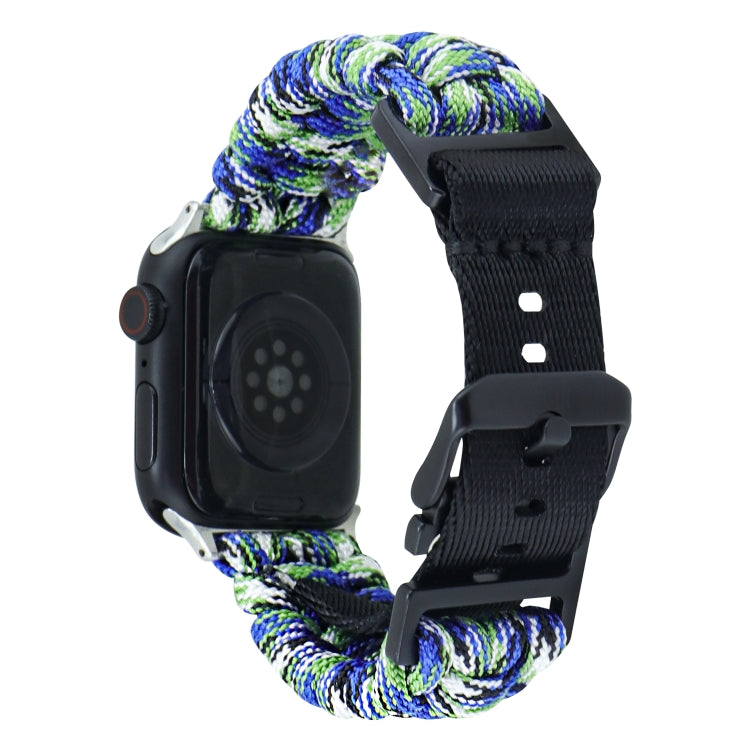 For Apple Watch Series 8 45mm Paracord Plain Braided Webbing Buckle Watch Band(Blue Green) - free shipping - PMC TechLife - Order now!