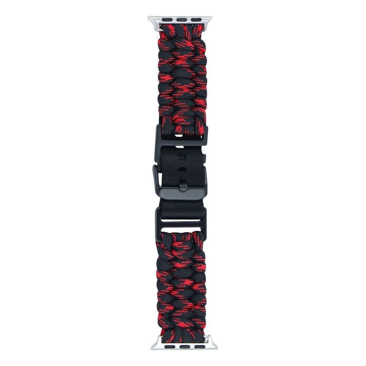 For Apple Watch Series 3 38mm Paracord Plain Braided Webbing Buckle Watch Band(Black Red) - free shipping - PMC TechLife - Order now!