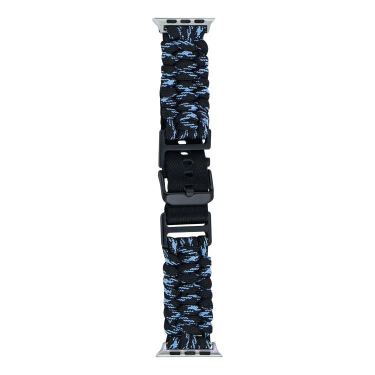 For Apple Watch Series 3 38mm Paracord Plain Braided Webbing Buckle Watch Band(Black Blue) - free shipping - PMC TechLife - Order now!