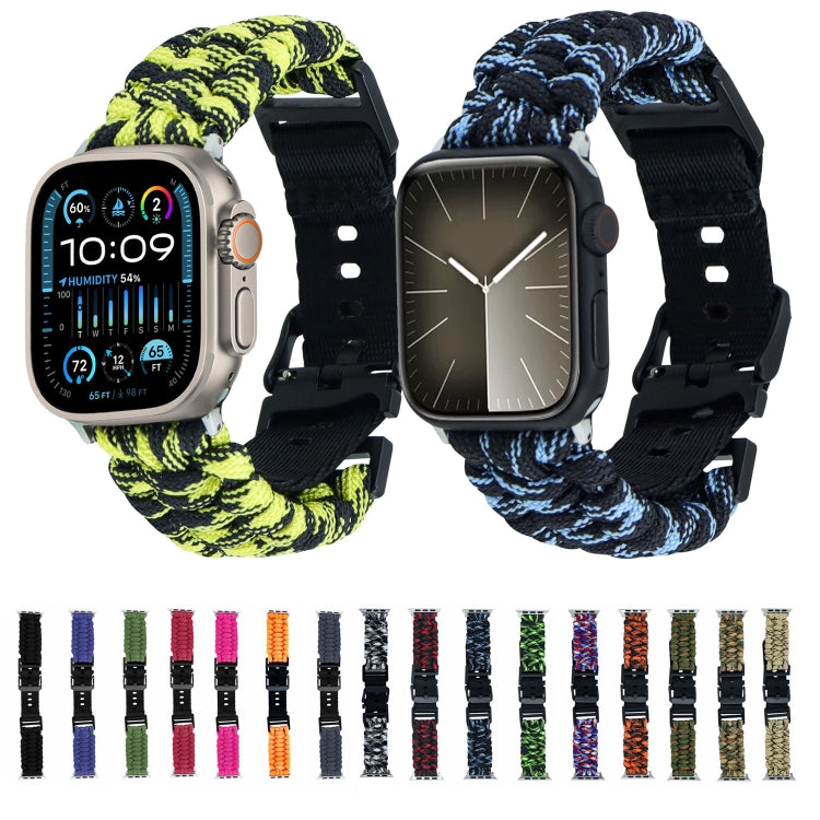 For Apple Watch SE 2022 40mm Paracord Plain Braided Webbing Buckle Watch Band(Blue Green) - free shipping - PMC TechLife - Order now!