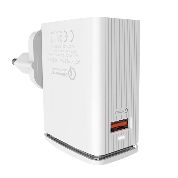 LDNIO A1301Q 2 in 1 18W QC3.0 USB Interface Travel Charger Mobile Phone Charger with 8 Pin Data Cable, EU Plug - free shipping - PMC TechLife - Order now!